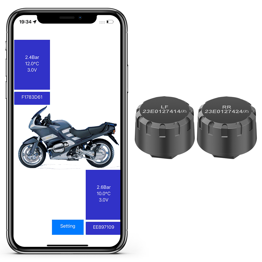 Tire Pressure Monitor - Motorfiets TPMS 2 Sensoren Bluetooth 4.0