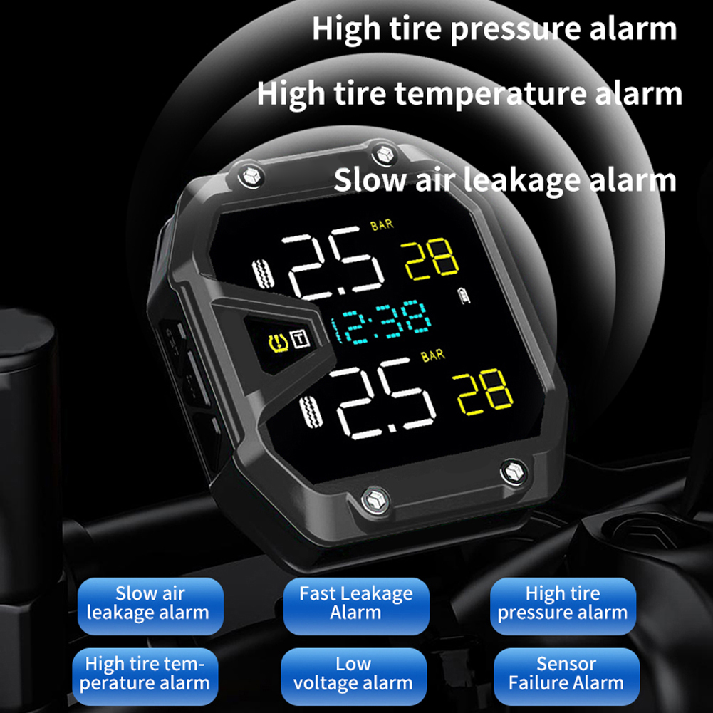 Tire Pressure Monitor - Motorfiets bandenspanningscontrolesysteem met 2 sensoren Motorfiets