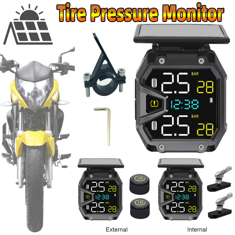 Tire Pressure Monitor - Motorfiets TPMS Zonne-energie Fiets Luchtdruk Monitor