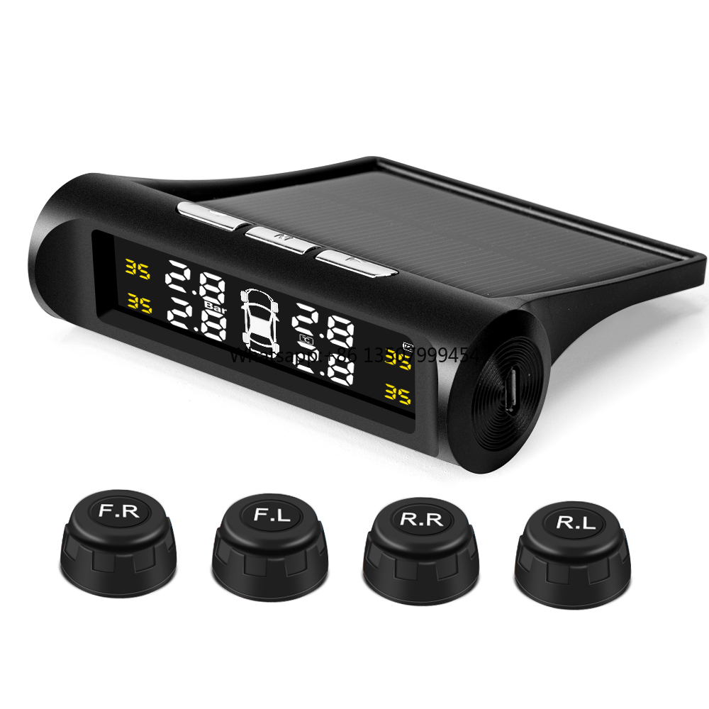 Tire Pressure Monitor - Auto TPMS bandenspanningscontrolesysteem met zonne-opladen, HD